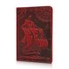 Червона дизайнерська шкіряна обкладинка для паспорта, колекція "Discoveries"