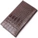Надійний вертикальний гаманець із натуральної шкіри з тисненням під крокодила KARYA 21140 Коричневий