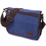 Мужская сумка через плечо для ноутбука 13" из плотного текстиля Vintage 22203 Синий фото