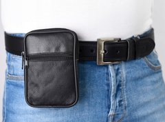 Небольшая мужская сумка, барсетка на ремень из эко кожи Pako Jeans черная