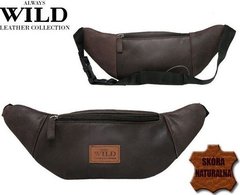 Кожаная поясная сумка Always Wild WB-01-18565 тёмно коричневая
