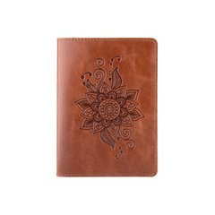 Янтарная дизайнерская обложка на паспорт ручной работы с художественным тиснением, коллекция "Mehendi Classic"