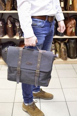 Чоловіча сумка-портфель з парусини канвас з шкіряними вставками RG-0001-4lx бренду TARWA Сірий