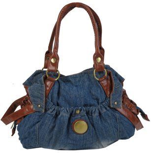 Женская джинсовая, коттоновая сумка с двумя ручками Fashion jeans bag синяя