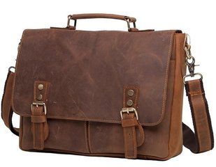 Мужской кожаный портфель TIDING BAG t0003 Коричневый