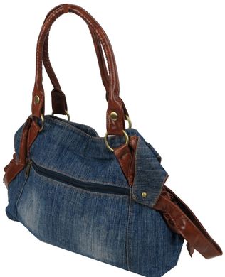 Женская джинсовая, коттоновая сумка с двумя ручками Fashion jeans bag синяя