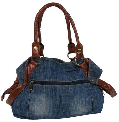 Женская джинсовая, коттоновая сумка с двумя ручками Fashion jeans bag синяя