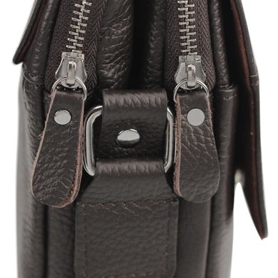 Мужская кожаная сумка через плечо коричневая Tiding Bag A25F-B065B Коричневый