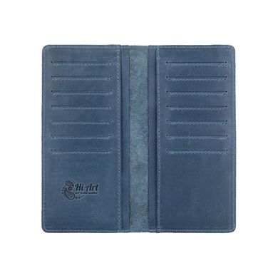 Голубой бумажник с натуральной матовой кожи на 14 карт, коллекция "Buta Art"