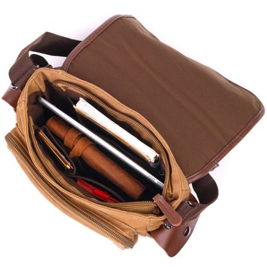 Функціональна чоловіча сумка з клапаном із текстилю 21249 Vintage Коричнева