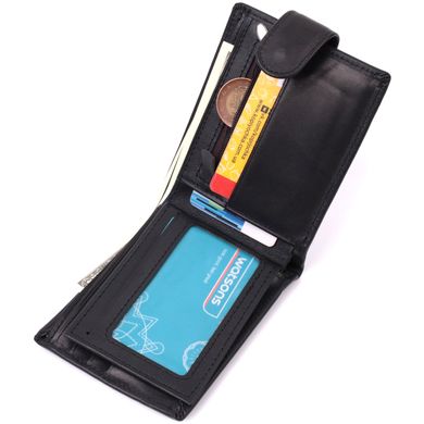 Горизонтальний чоловічий гаманець із блоком для пластикових карток з натуральної шкіри Vintage sale_15029 Чорний