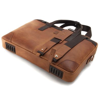 Класична ділова шкіряна сумка для ноутбука 15" Коньяк Tom Stone 717R-BR