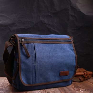Мужская сумка через плечо для ноутбука 13" из плотного текстиля Vintage 22203 Синий