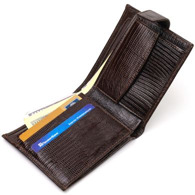 Чоловічий сучасний гаманець горизонтального формату з натуральної шкіри з тисненням CANPELLINI 21757 Коричневий