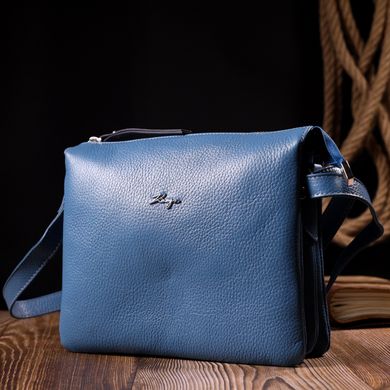 Небольшая женская сумка на плечо KARYA 20891 кожаная Голубой