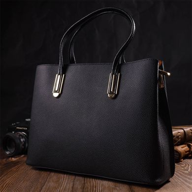 Стильная сумка для деловой женщины из натуральной кожи 22085 Vintage Черная