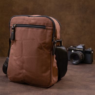 Универсальная текстильная мужская сумка на два отделения Vintage 20661 Коричневая