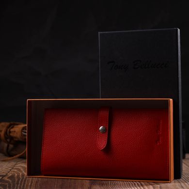 Вертикальное тонкое портмоне для женщин из натуральной кожи Tony Bellucci 22035 Красный