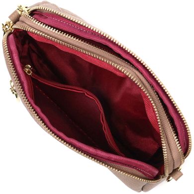 Женская сумка на два отделения из натуральной кожи Vintage 22356 Бежевая