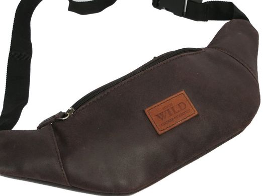 Кожаная поясная сумка Always Wild WB-01-18565 тёмно коричневая
