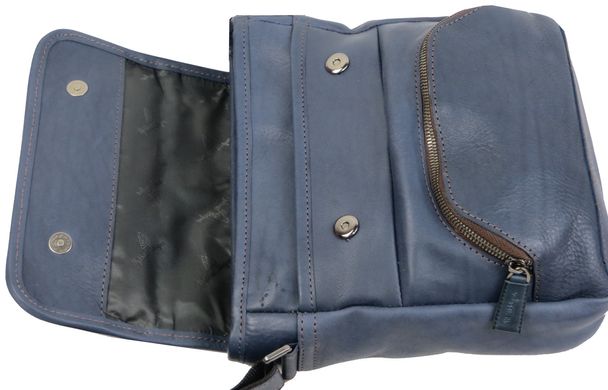 Кожаная мужская наплечная сумка Mykhail Ikhtyar, Украина синяя