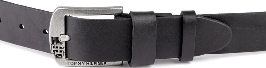 Изящный кожаный ремень известного американского бренда TOMMY HILFIGER 00995, Черный