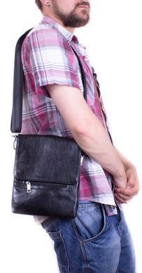 Добротная мужская сумка из кожи MIS MISS4456, Черный