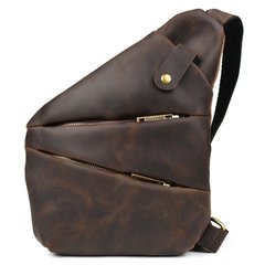 Мужская сумка-слинг через плечо микс канваса и кожи TARWA RCC-6402-3md Коричневый