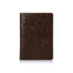 Оригінальна дизайнерська шкіряна обкладинка для паспорта ручної роботи оливкового кольору