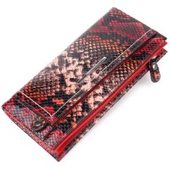 Яскравий жіночий горизонтальний гаманець із натуральної шкіри під рептилію KARYA 21092 Червоний