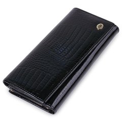 Шкіряний жіночий лакований гаманець ST Leather 18299 Чорний
