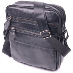 Стильна чоловіча сумка з натуральної зернистої шкіри 21398 Vintage Чорна