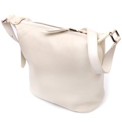 Зручна жіноча сумка з однією довгою ручкою із натуральної шкіри Vintage 22307 Біла