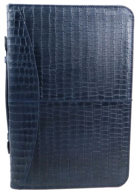 Мужская кожаная деловая папка под крокодила Portfolio Port1016 синяя