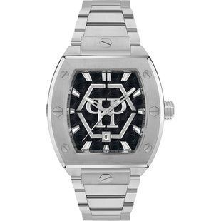 Мужские кварцевые часы Philipp Plein HEXAGON PHANTOM PWPUA0725 Серебристый корпус Черный циферблат