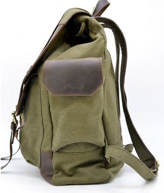 Міський рюкзак Урбан в комбінації тканина + шкіра TARWA RН-6680-4lx Зелений