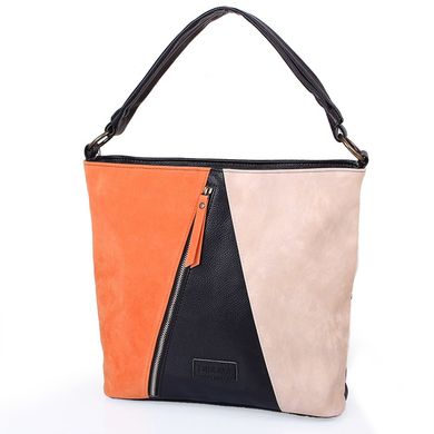 Женская сумка из качественного кожезаменителя LASKARA (ЛАСКАРА) LK10205-black-orange Разноцветный