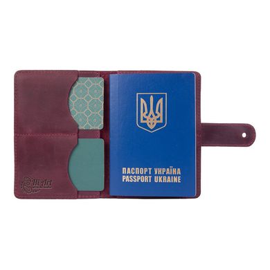 Кожаное портмоне для паспорта / ID документов HiArt PB-03S/1 Shabby Plum "Buta Art"