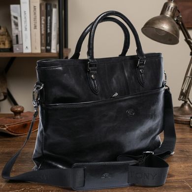 Женская деловая сумка Tony Perotti натуральная кожа Italico 7615 nero (90394) Черная