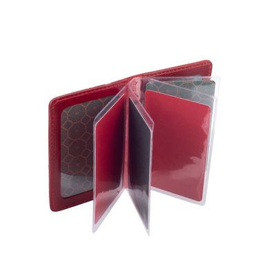Кожаная дизайнерская обложка-органайзер для ID паспорта и других документов красного цвета, коллекция "Mehendi Art"