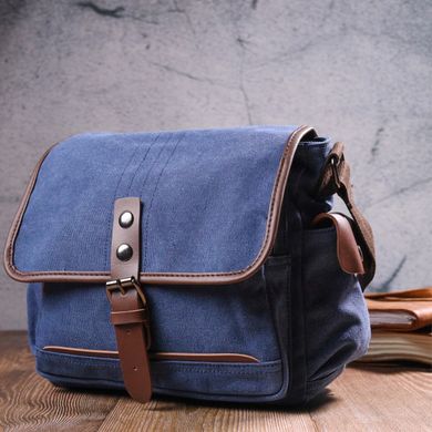 Цікава горизонтальна чоловіча сумка з текстилю 21250 Vintage Синя