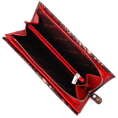 Яскравий жіночий горизонтальний гаманець із натуральної шкіри під рептилію KARYA 21092 Червоний