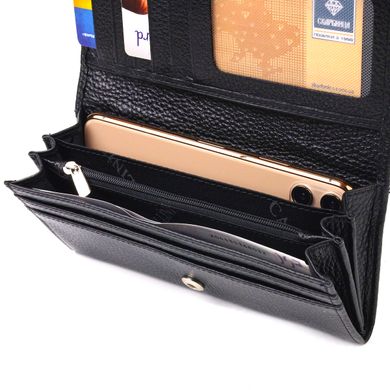 Класичний жіночий гаманець із натуральної зернистої шкіри CANPELLINI 21658 Чорний