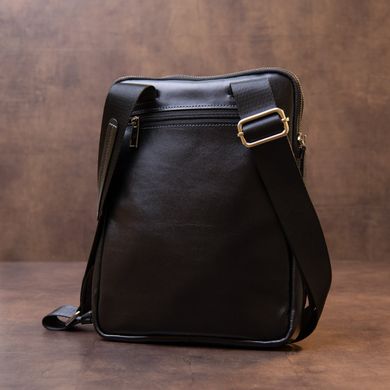 Мужская сумка планшет с накладным карманом на молнии в гладкой коже 11281 SHVIGEL, Черная