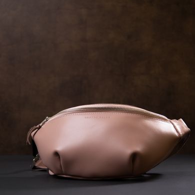 Практичная кожаная женская поясная сумка GRANDE PELLE 11359 Розовый