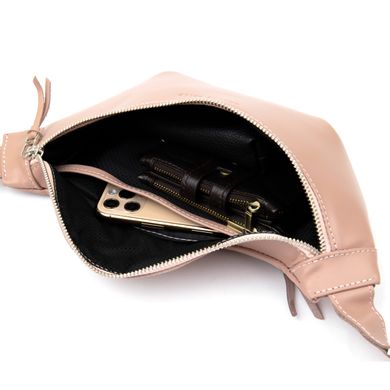 Практична шкіряна жіноча поясна сумка GRANDE PELLE 11359 Рожевий