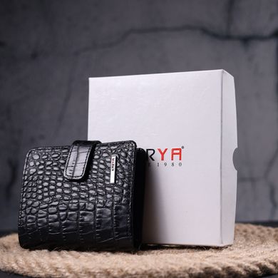 Стильный мужской кожаный кошелек с тиснением под крокодила KARYA 21371 Черный