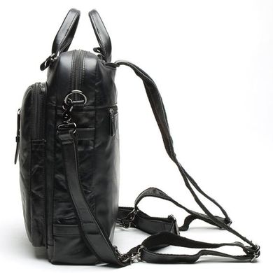 Сумка-рюкзак 2 в 1 мужская кожаная вертикальная с хлястиком Vintage 14790 Черная