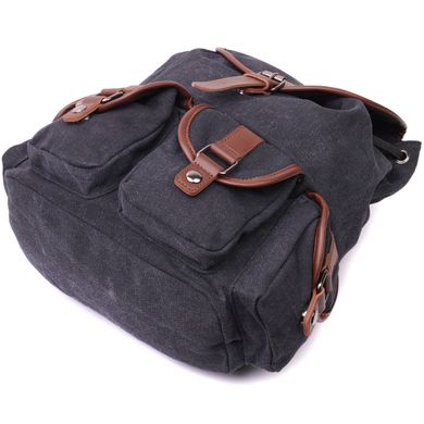 Текстильный рюкзак что закрывается клапаном на магнит Vintage 22151 Черный