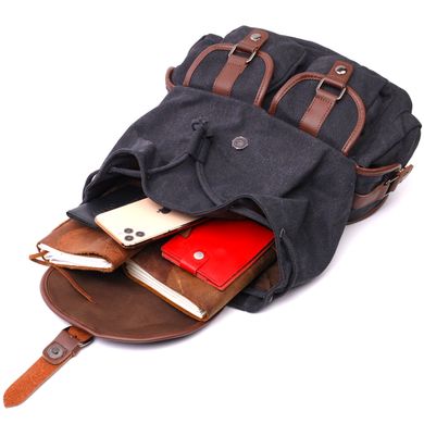 Текстильний рюкзак що закривається клапаном на магніт Vintage 22151 Чорний